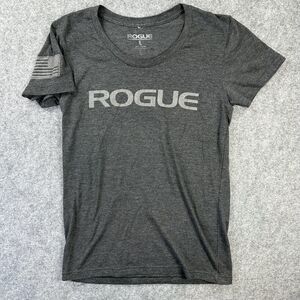 Rogue Shirt Womens Large Gray Logo American Flag Tee Made In USA Athletic